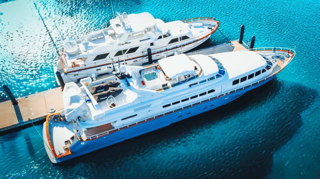 Stylish 8102 luxury yacht with large windows & amenities.