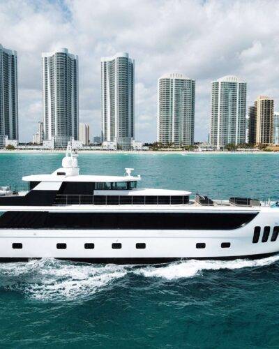 Expansive 9276 luxury yacht with helipad, multiple decks.
